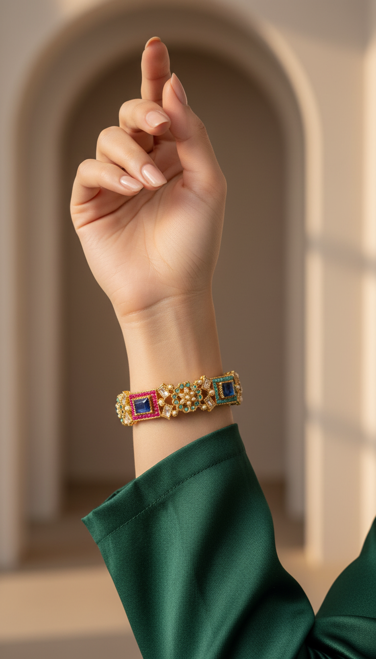 Bracelete Folheado Semi Joia Dourada #1050
