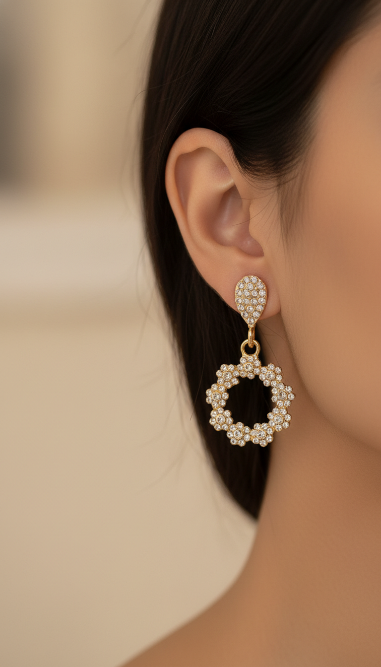 Brinco Cristal Zirconia Dourado 088