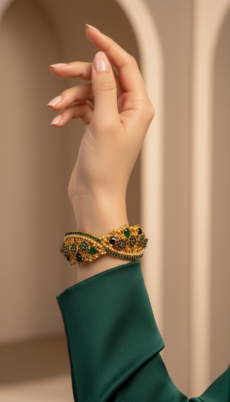 Bracelete Folheado Semi Joia Dourada #1071