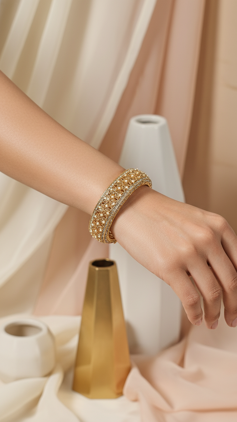 Bracelete Dourado Semi Joia 012