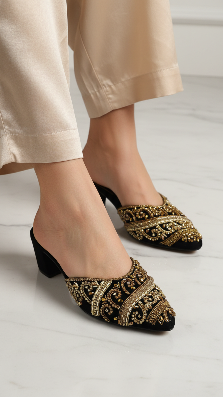 Mule 9532 Preto Salto Médio