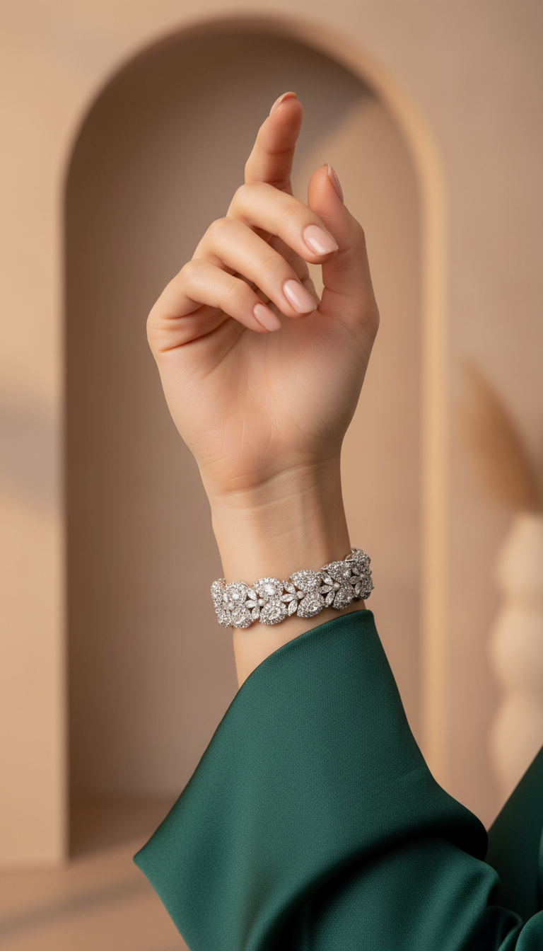 Bracelete Folheado Semi Joia Prata #1077