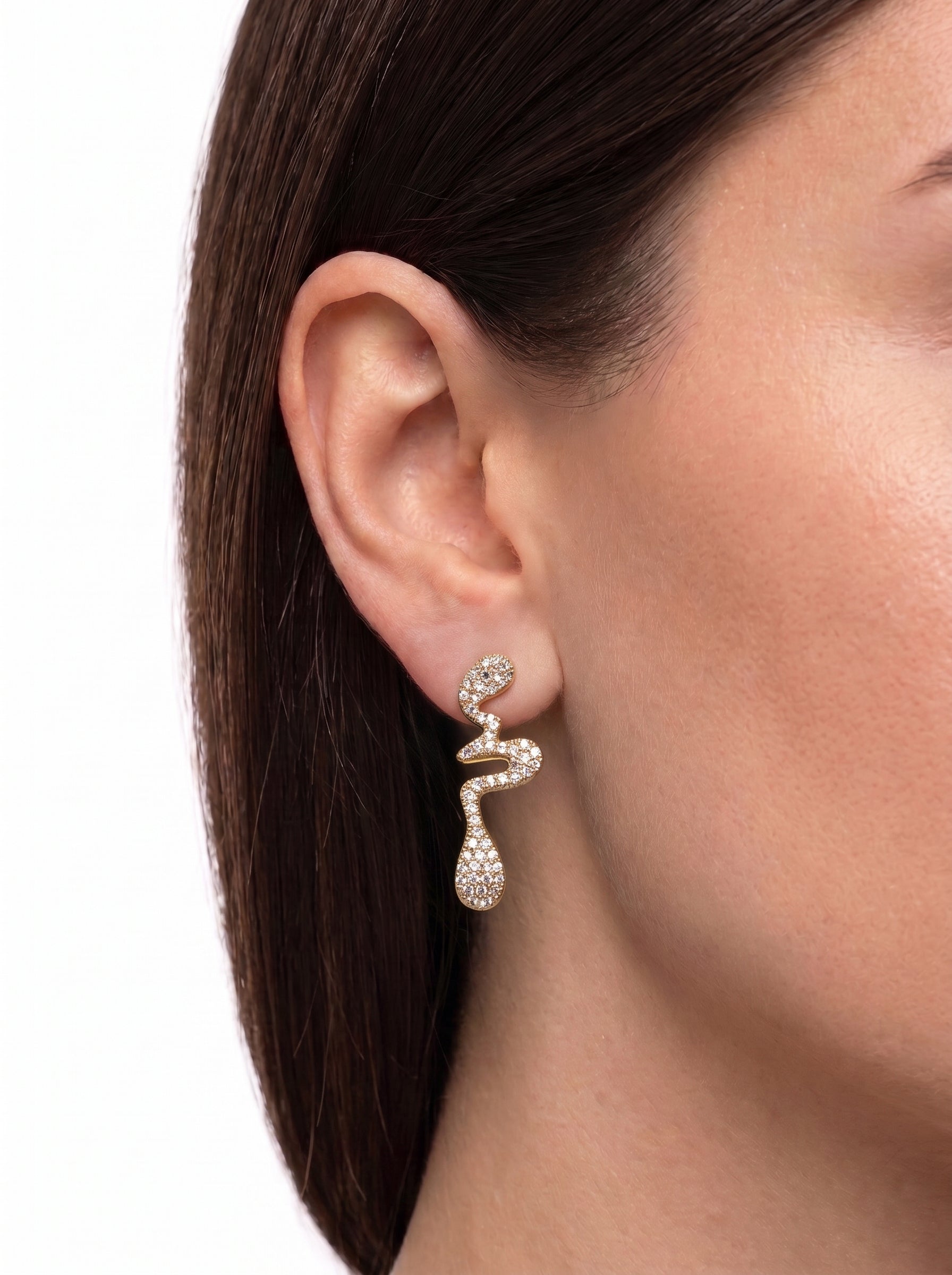 Brinco Cristal Zirconia Dourado #2043
