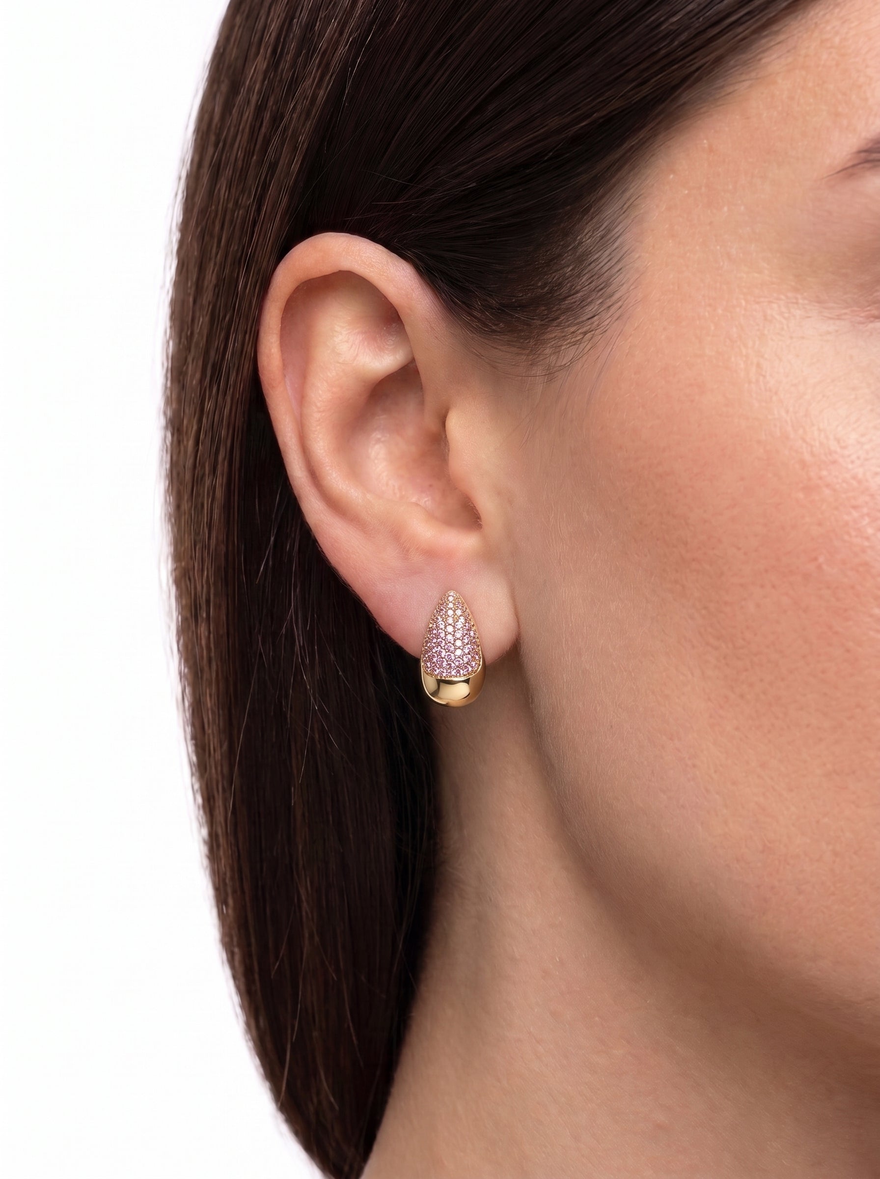 Brinco Cristal Zirconia Dourado #2044