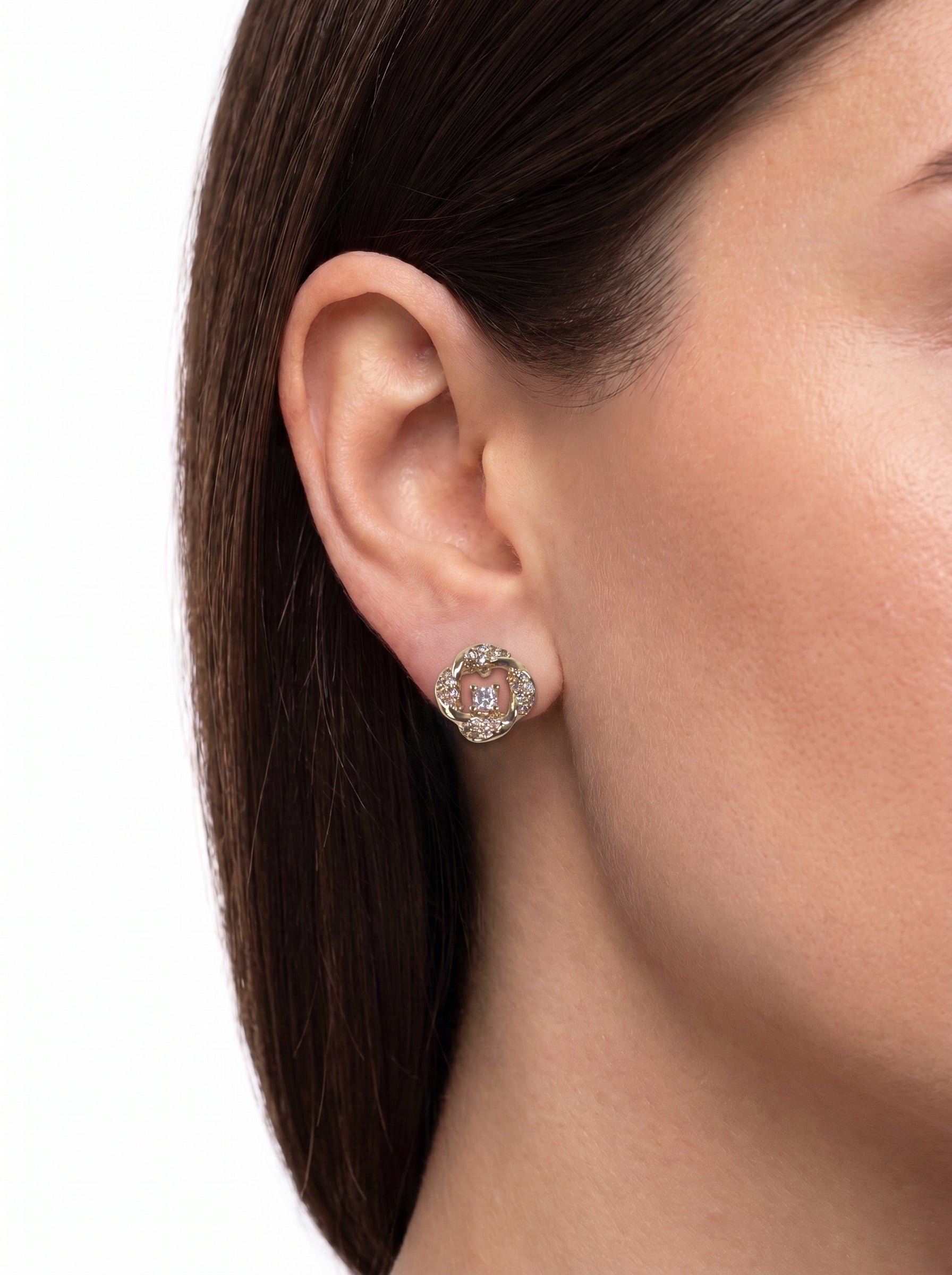 Brinco Cristal Zirconia Dourado #2040