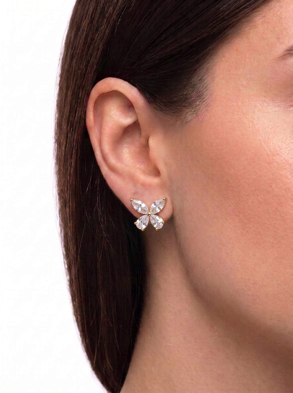 Brinco Cristal Zirconia Dourado #2051