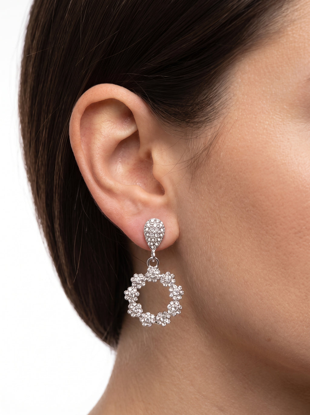 Brinco Cristal Zirconia Prata 089