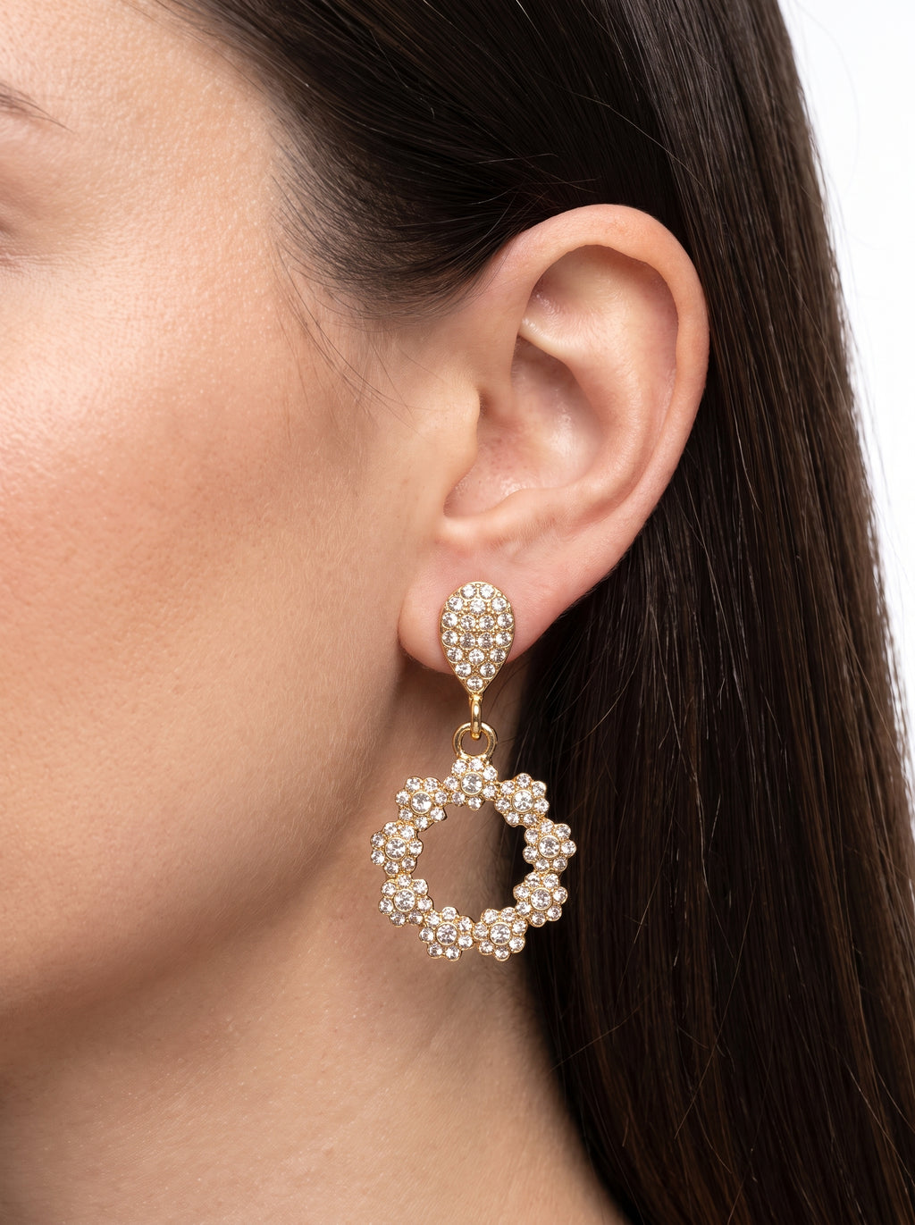 Brinco Cristal Zirconia Dourado 088