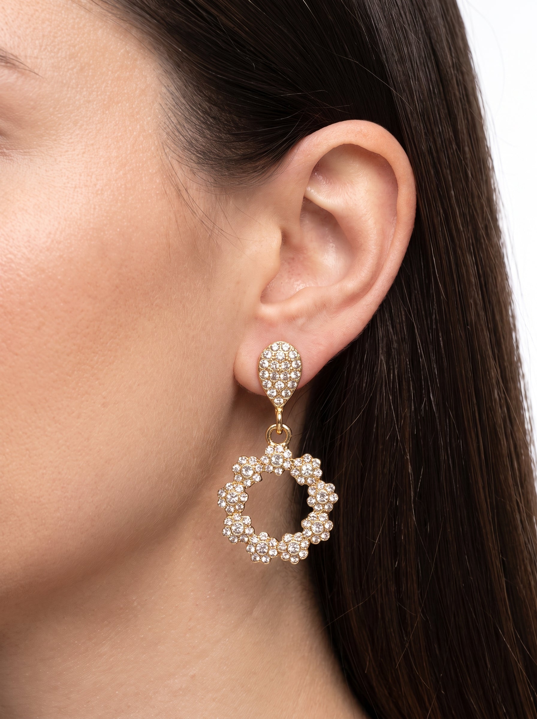 Brinco Cristal Zirconia Dourado 088