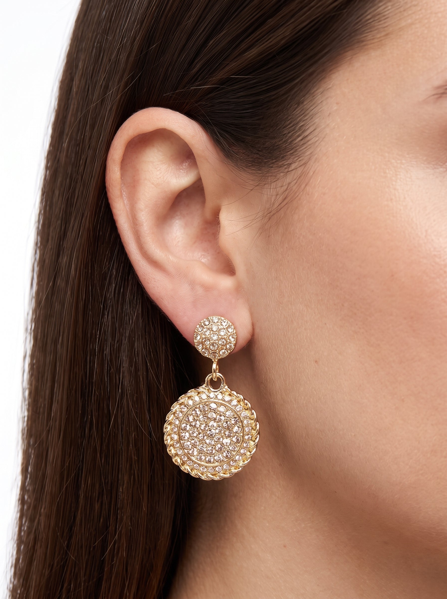 Brinco Cristal Zirconia Dourado 068