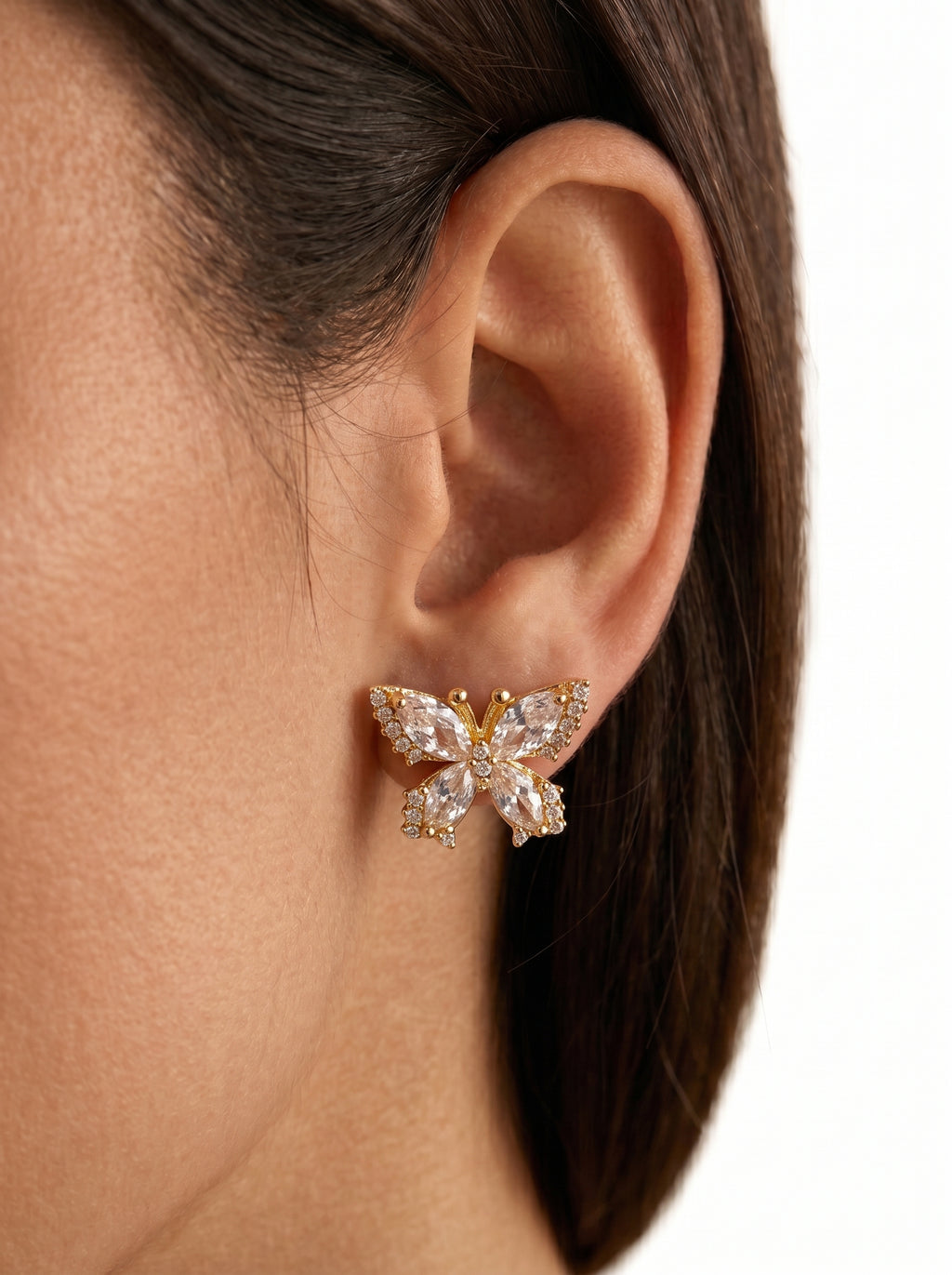 Brinco Cristal Zirconia Dourada #2027