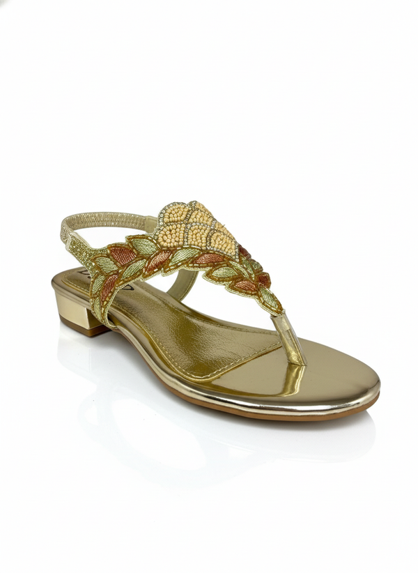 Sandália 9411 Dourado Com Salto Bloco 3cm