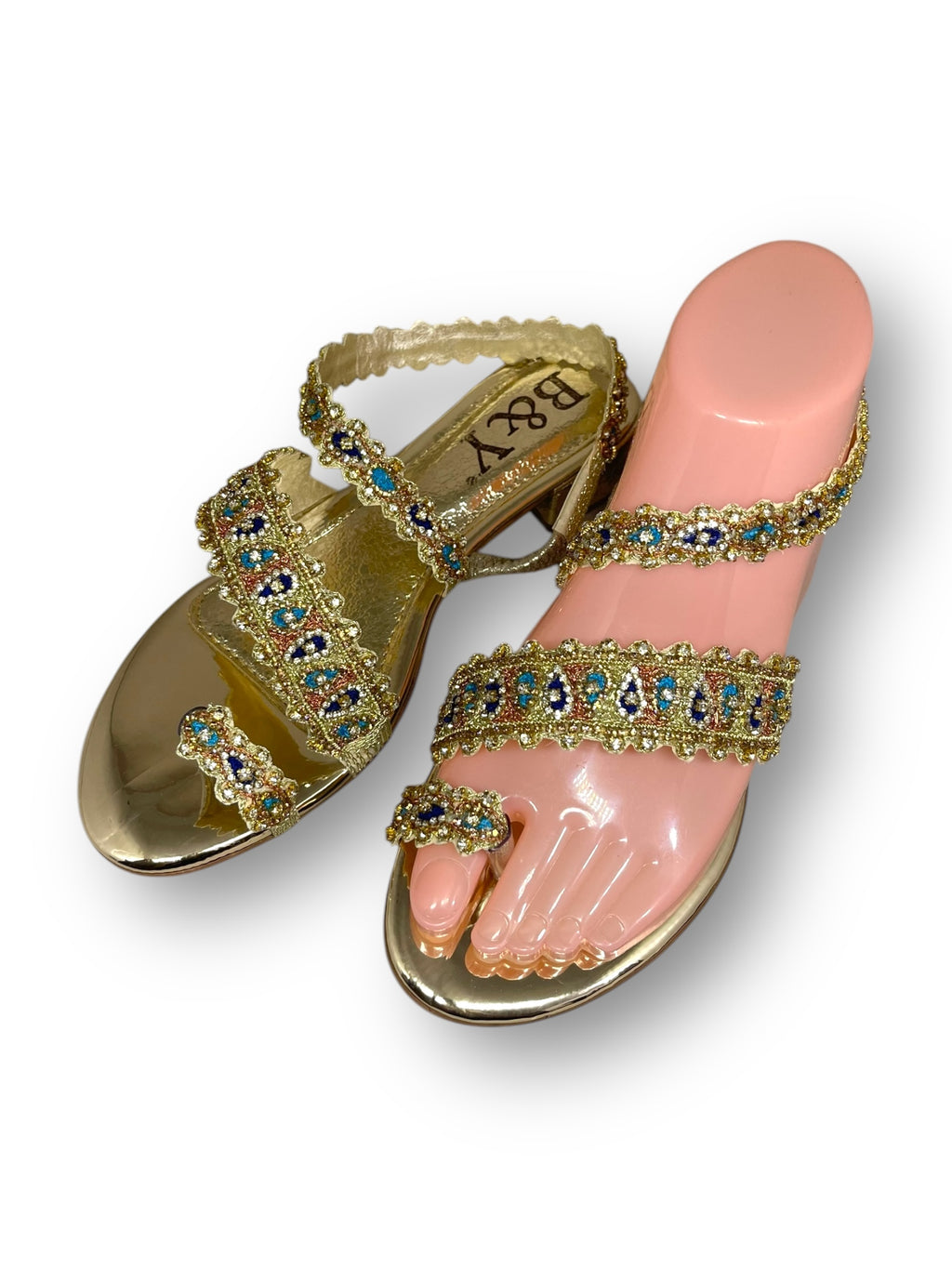 Sandália 9350 Dourada Com Salto Bloco 3cm