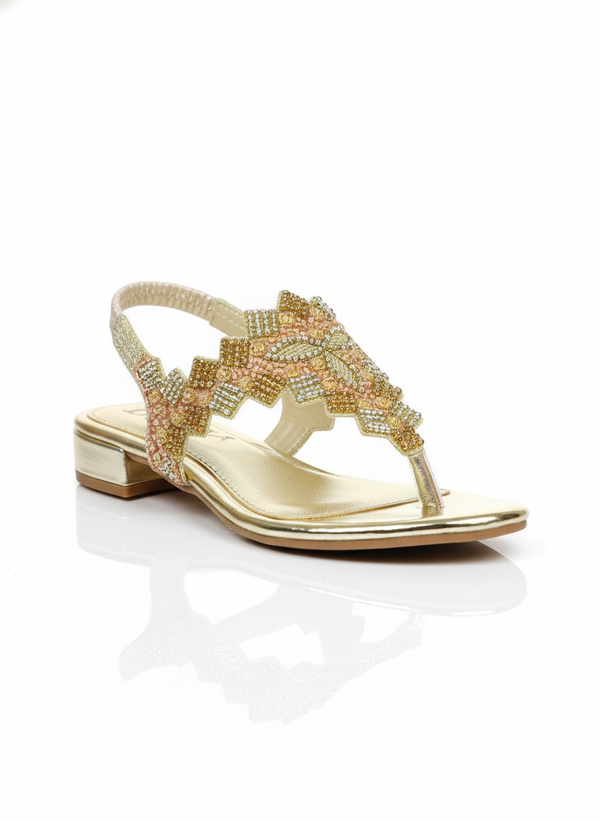 Sandália 9388 Dourado Com Salto Bloco 3cm
