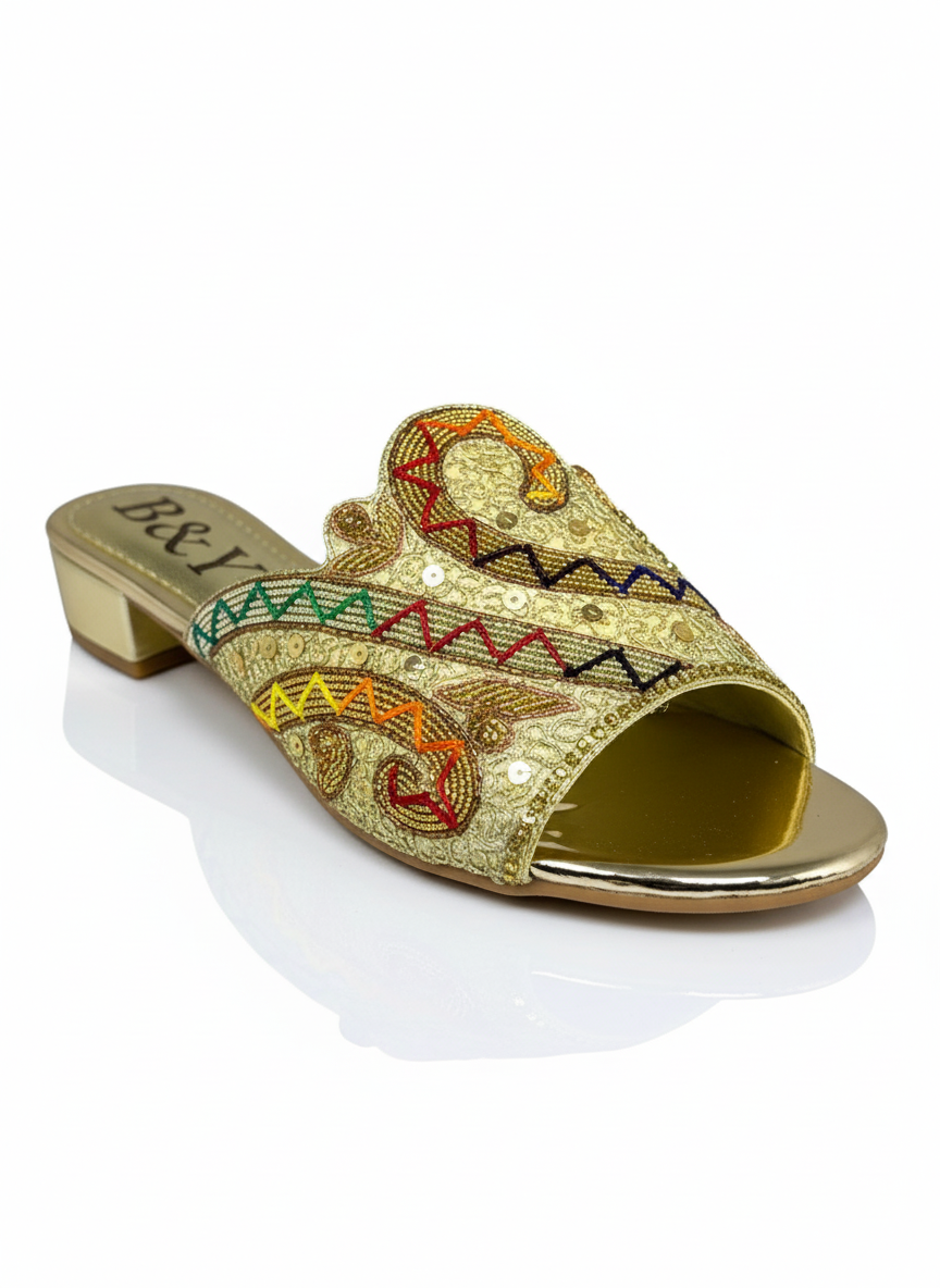 Tamanco 9523 Dourado Salto Bloco