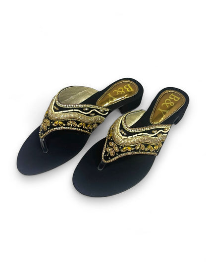 Chinelo 9493 Preto Com Salto Bloco