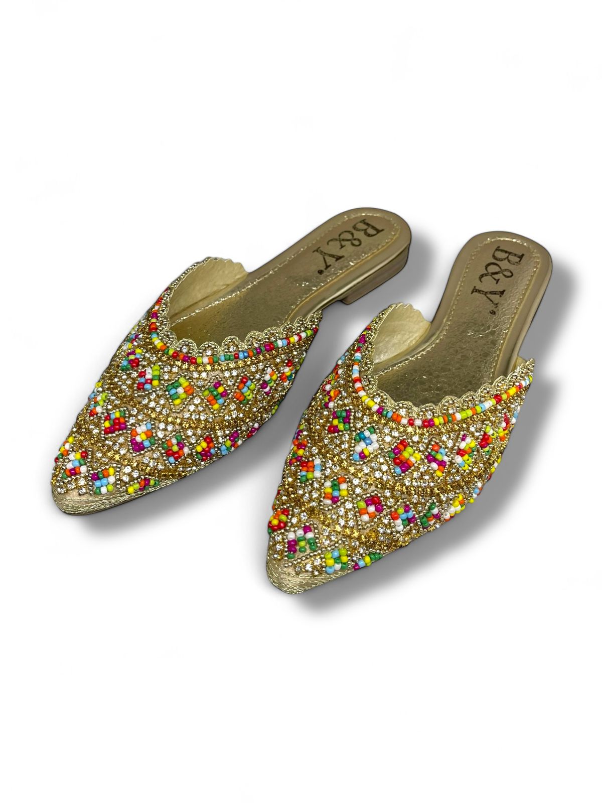 Mule 9221 Dourada Colorida Sem Salto