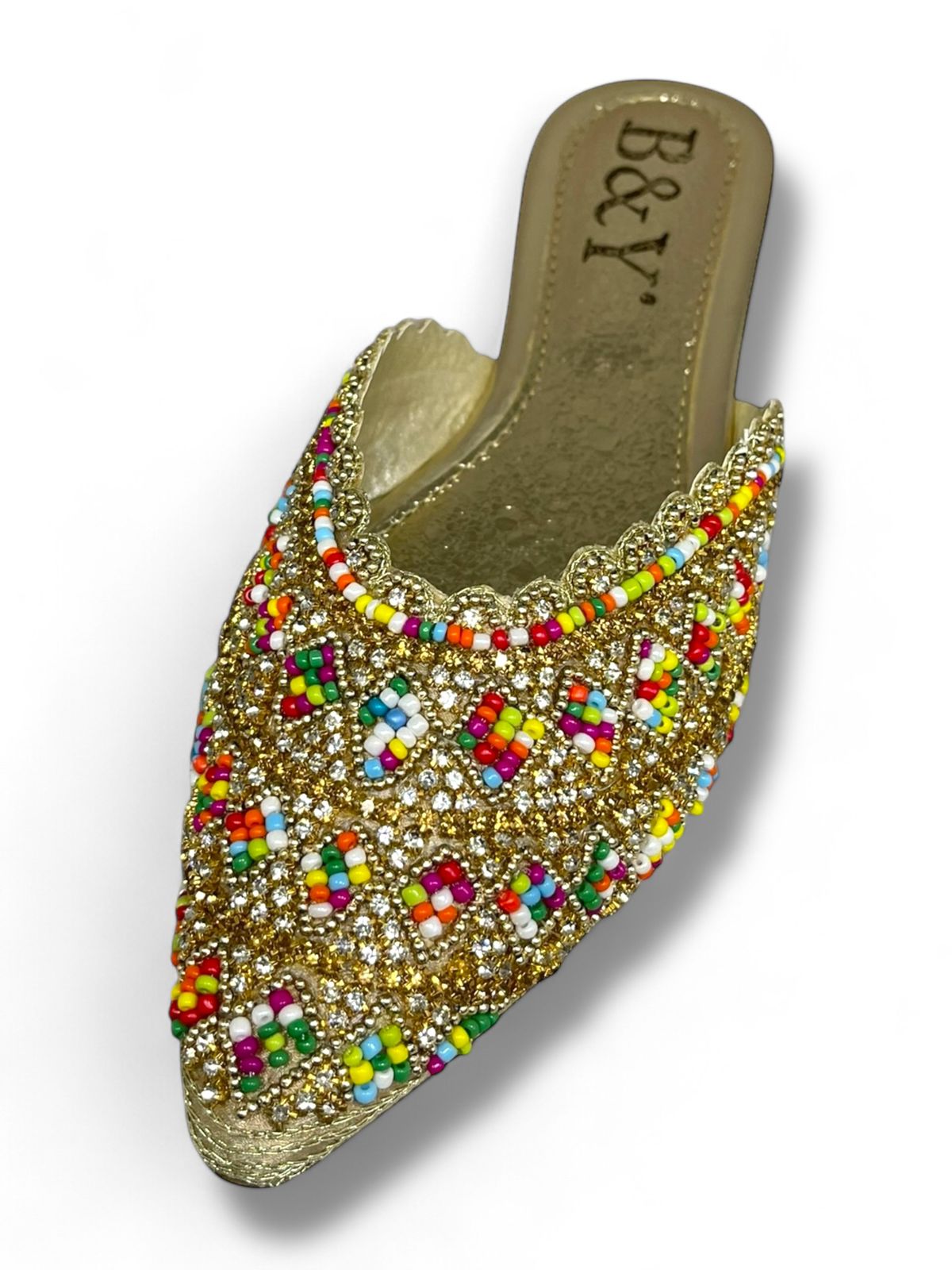 Mule 9221 Dourada Colorida Sem Salto