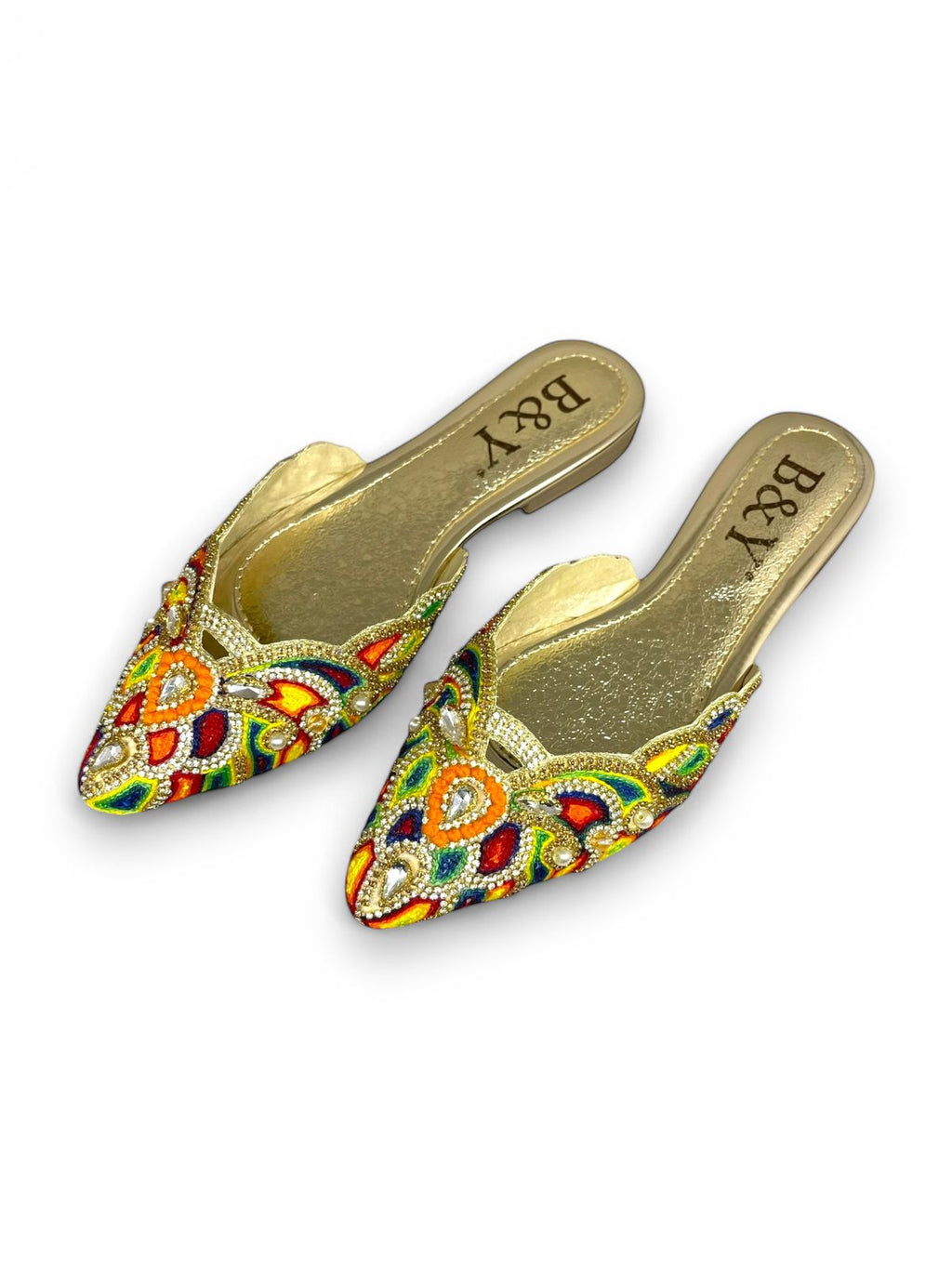 Mule 9315 Dourada Colorida Sem Salto