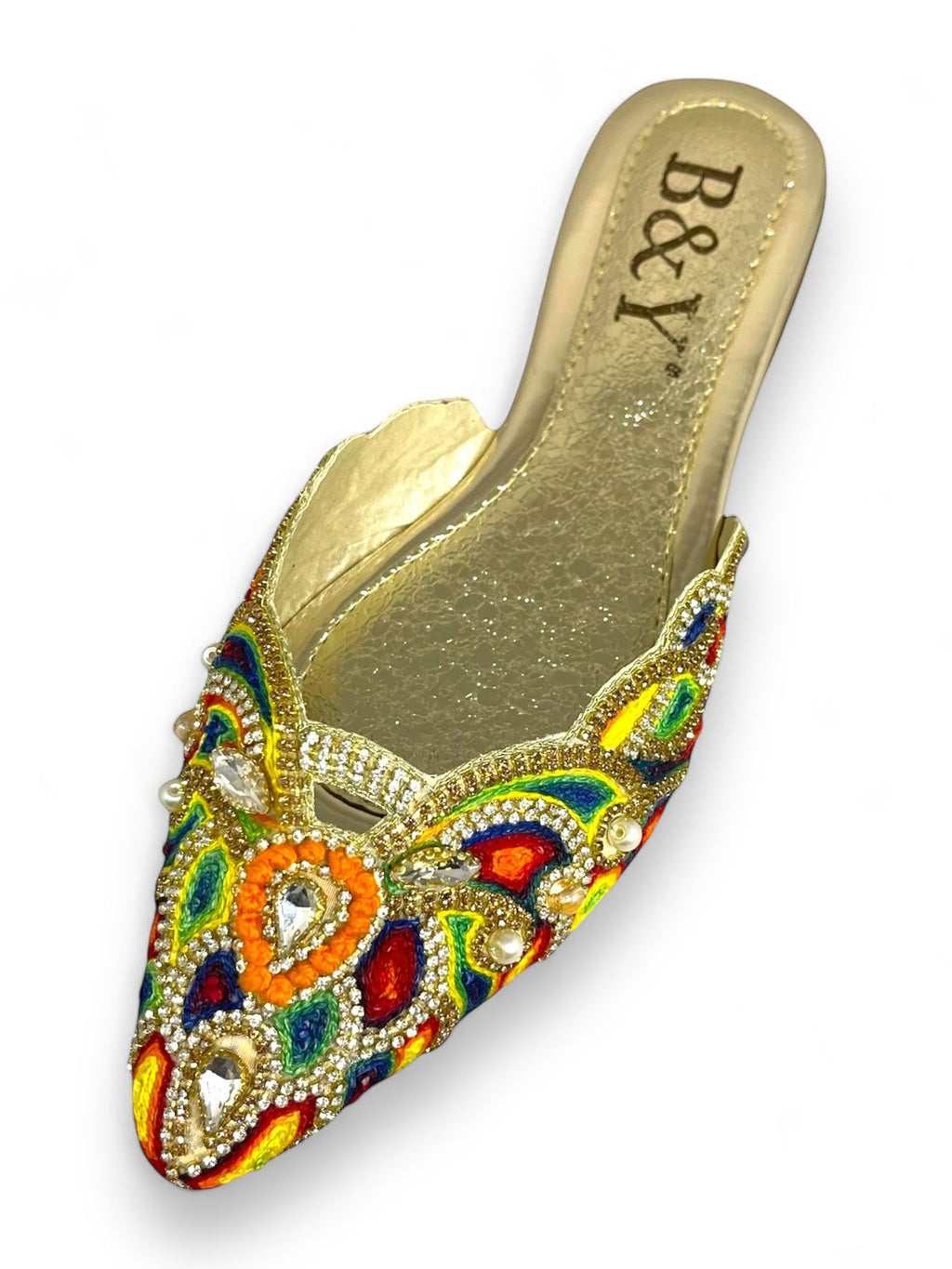 Mule 9315 Dourada Colorida Sem Salto