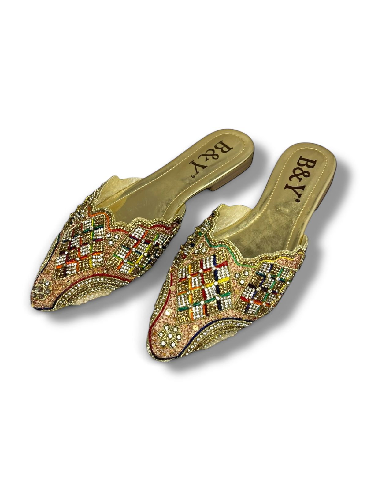 Mule 9374 Dourado Colorido Sem Salto