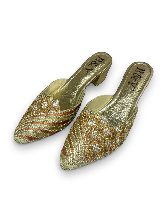 Mule 9375 Dourado Com Salto 6cm