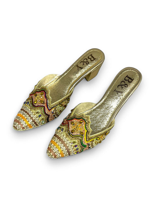 Mule 9500 Dourado Com Salto 6cm