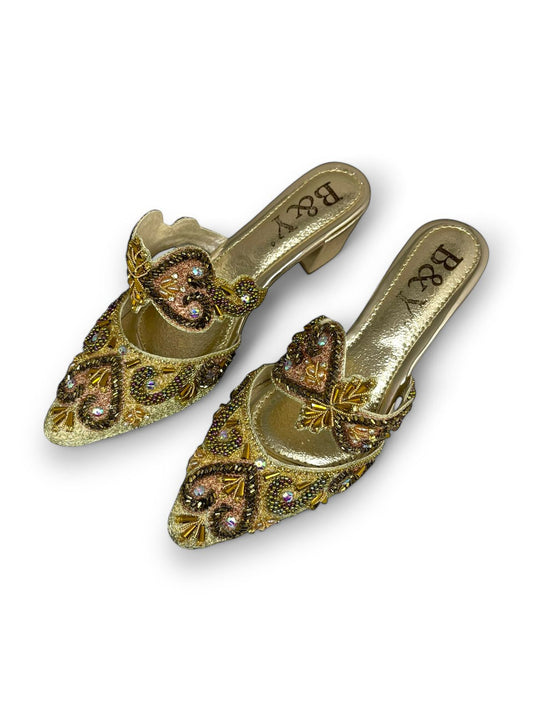 Mule 9715 Dourado Com Salto