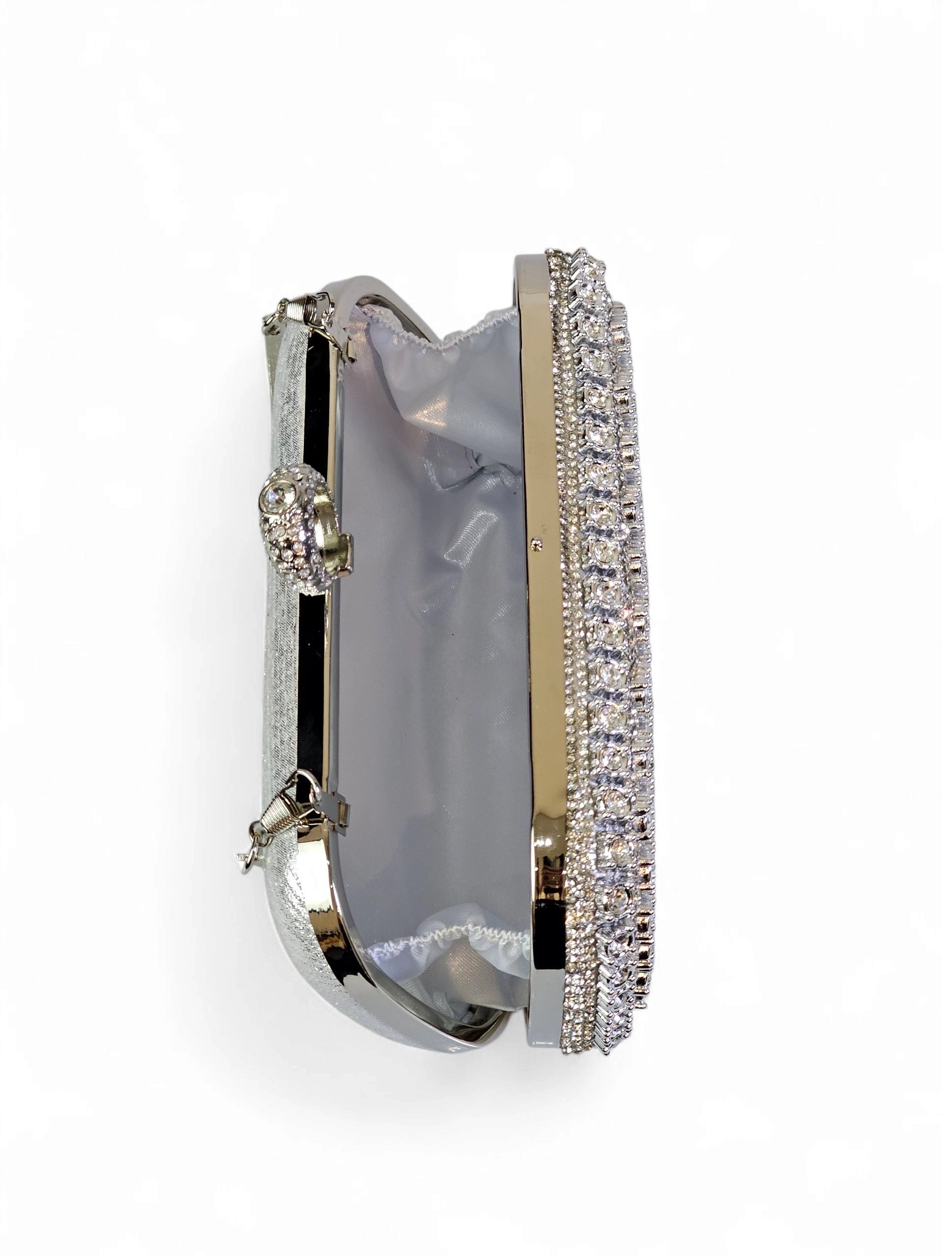 Bolsa Clutch Cristal Prata 1018