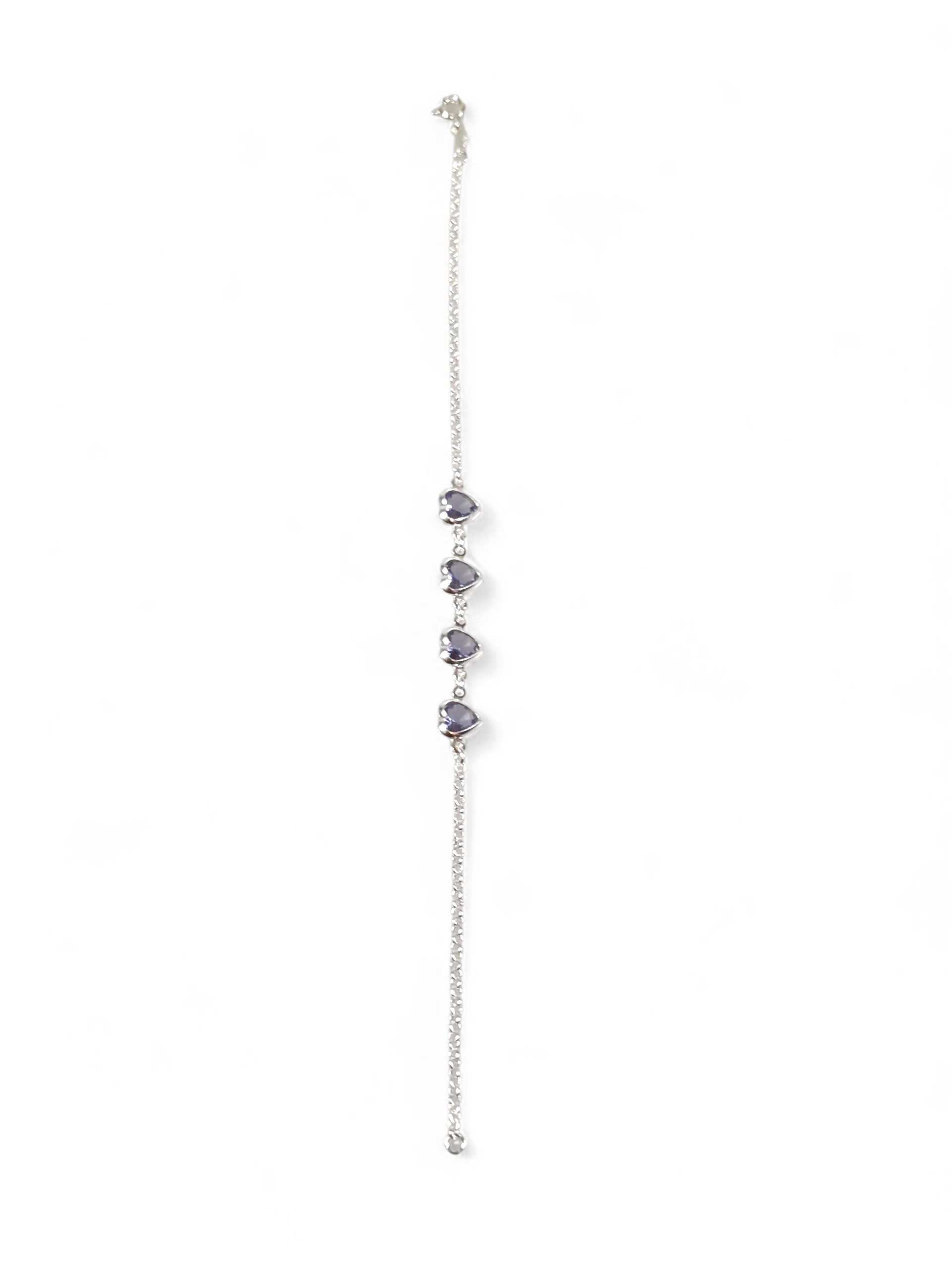 Pulseira Prata 925 Coração com Zircônias Lilac 1014