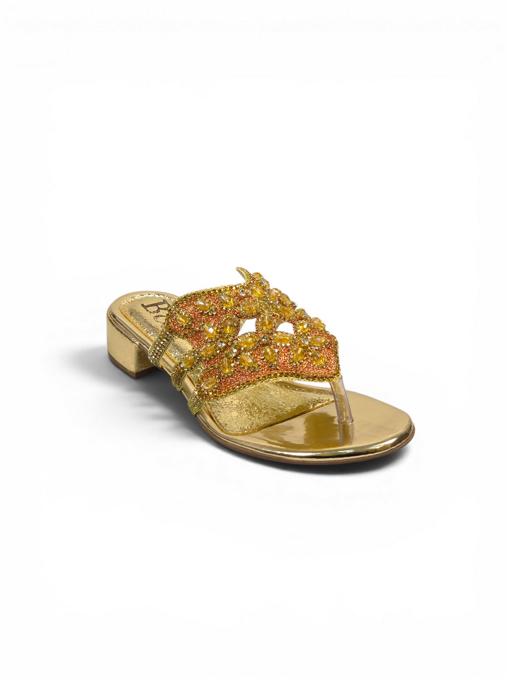 Chinelo 9836 Dourado Salto Bloco 3 cm