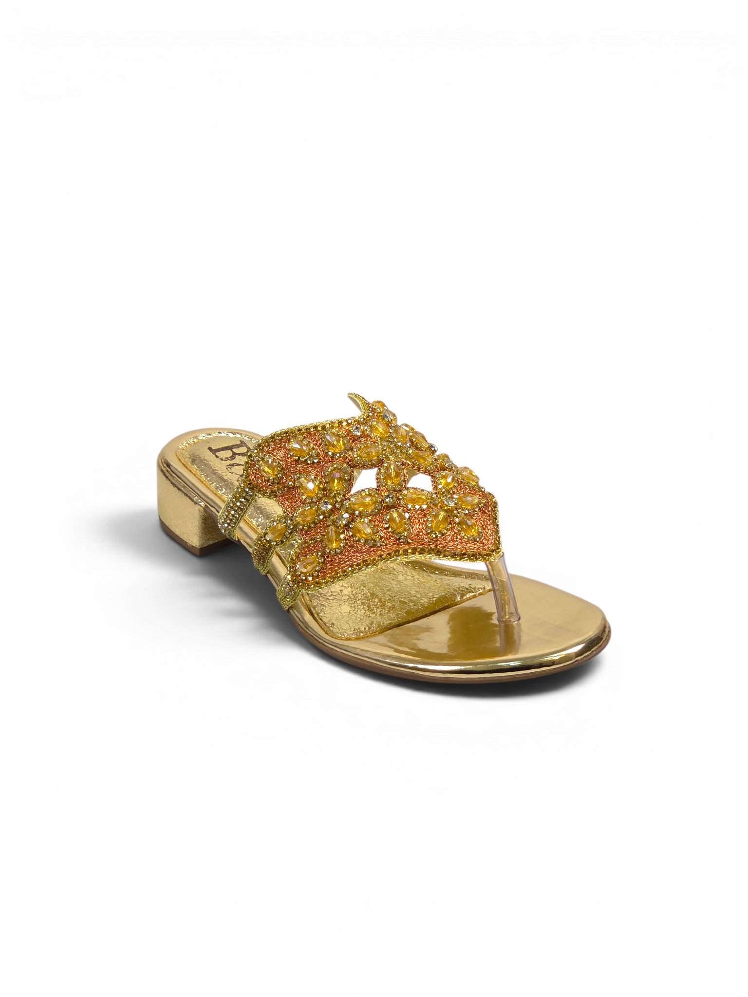 Chinelo 9836 Dourado Salto Bloco 3 cm