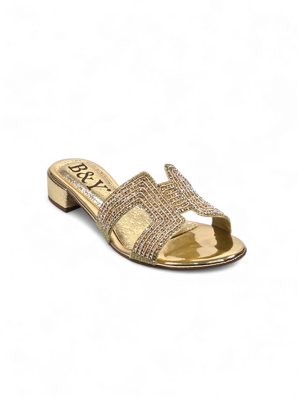 Tamanco 9575 Dourado Salto Bloco 3 cm