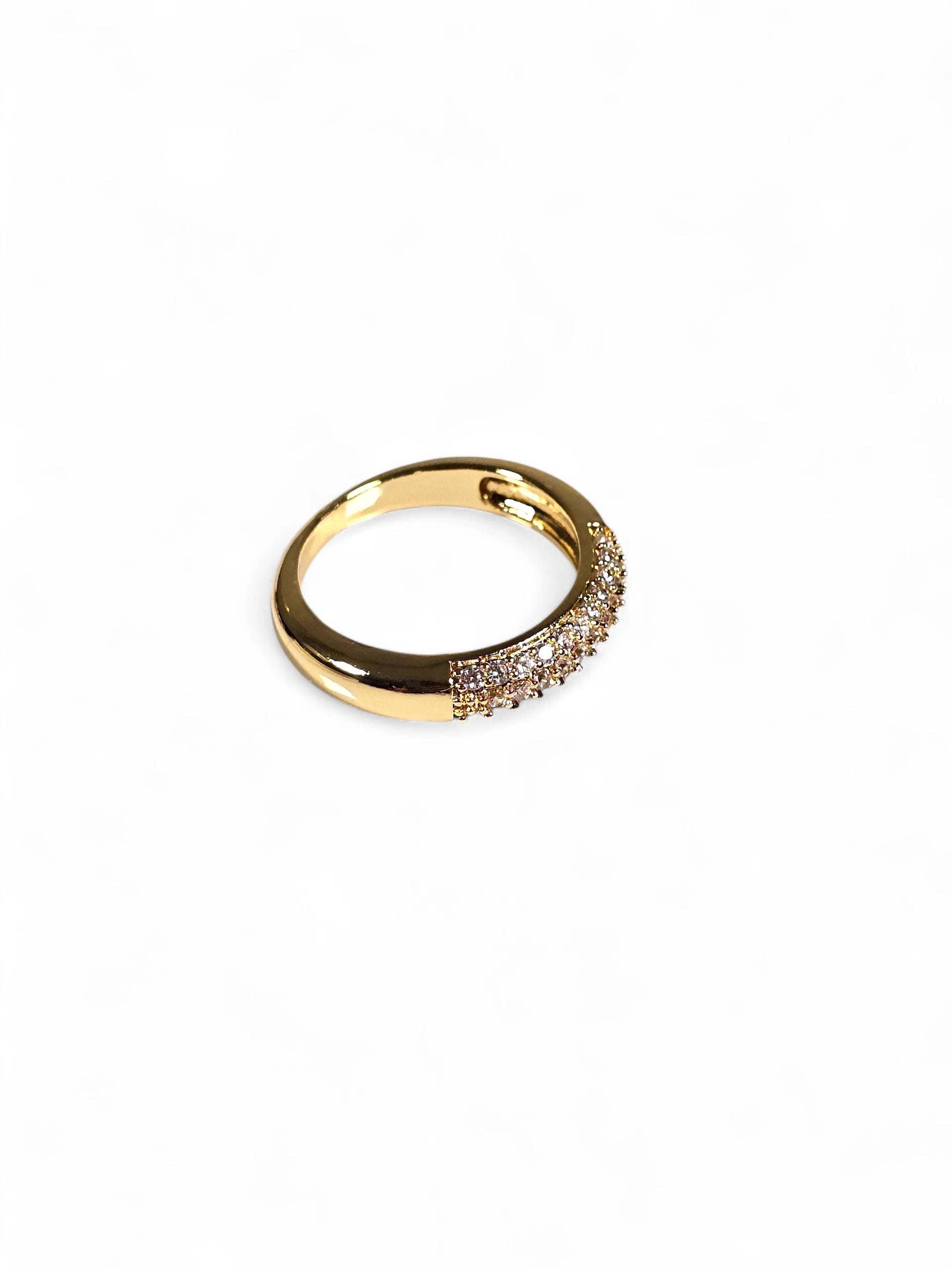 Anel Cristal Zirconia Dourada 010
