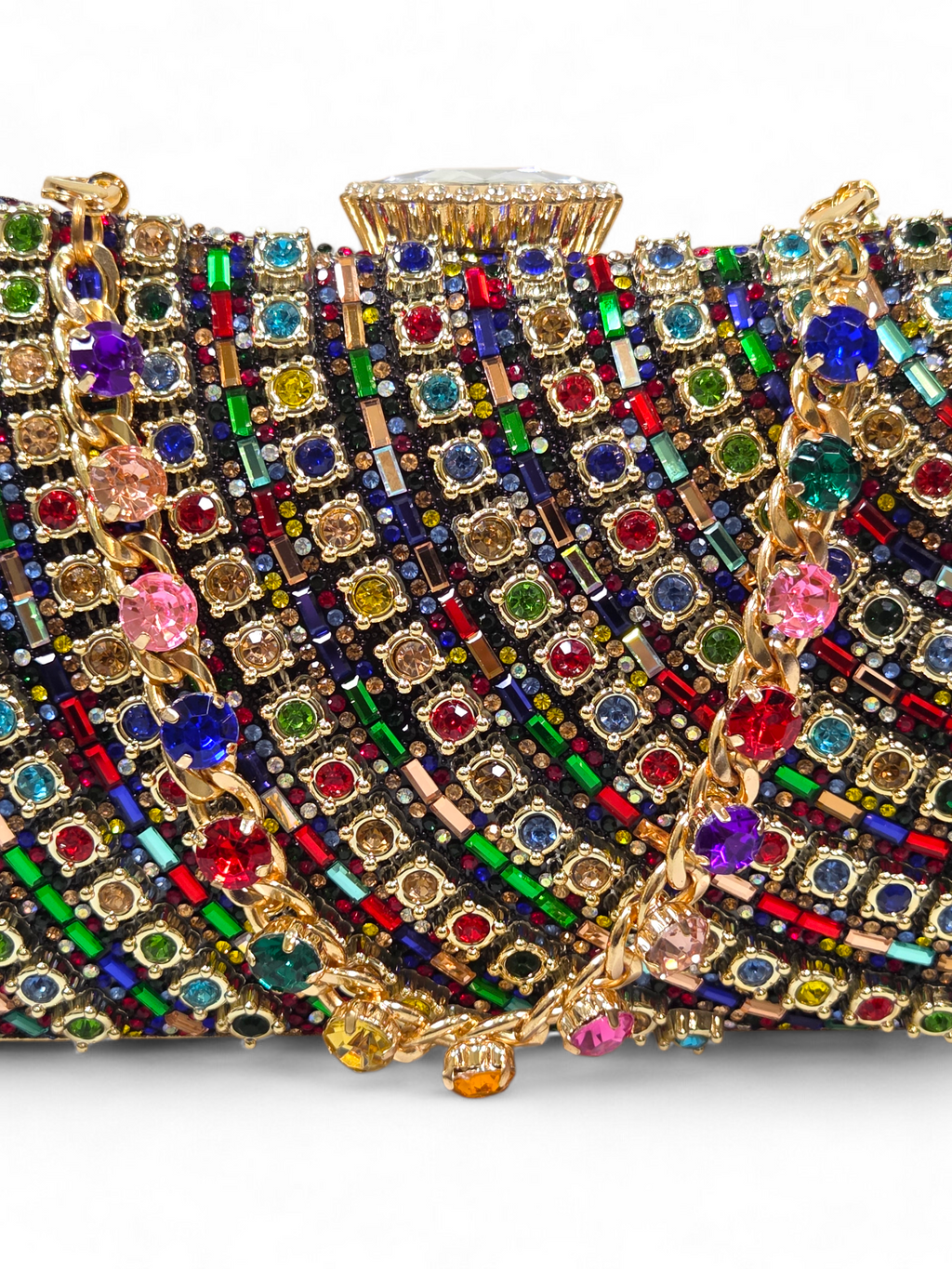 Bolsa Clutch Cristal Preto Colorido 1054
