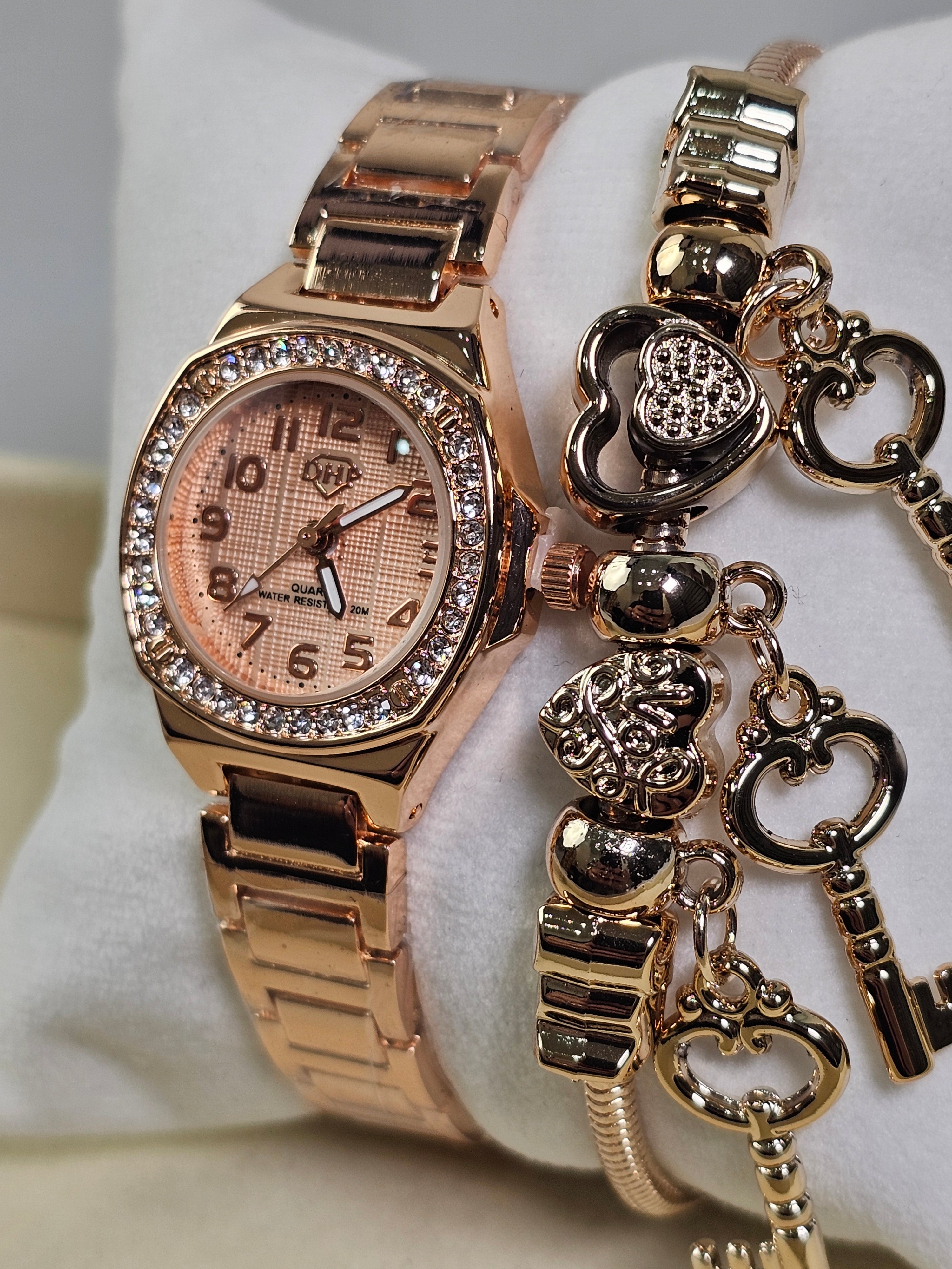 Relógio Prova d’Água com Pulseira Folheada 044