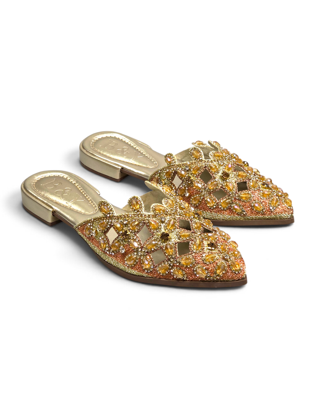 Mule 9183 Dourado Salto Baixo 2 Cm