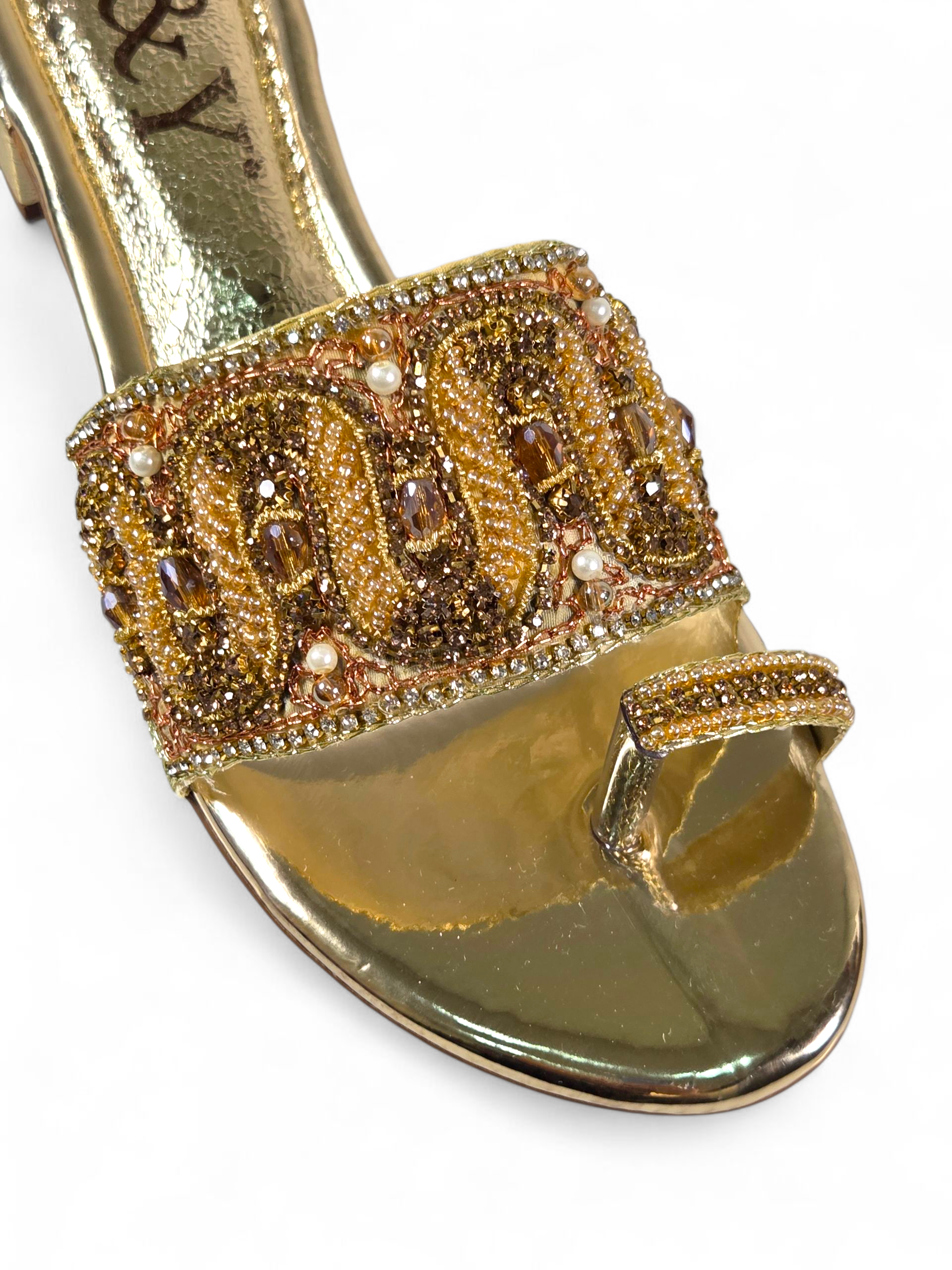 Tamanco 9627 Dourado Salto Bloco