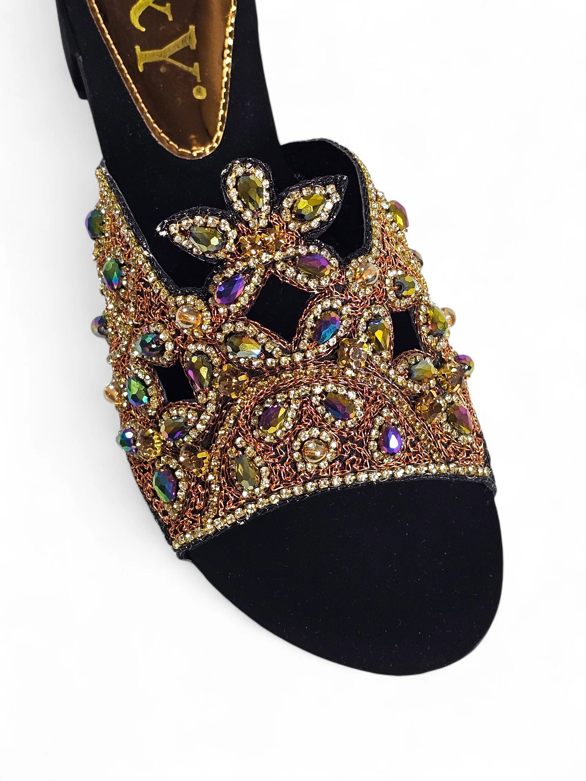 Tamanco 9200 Preto Colorido Salto Bloco