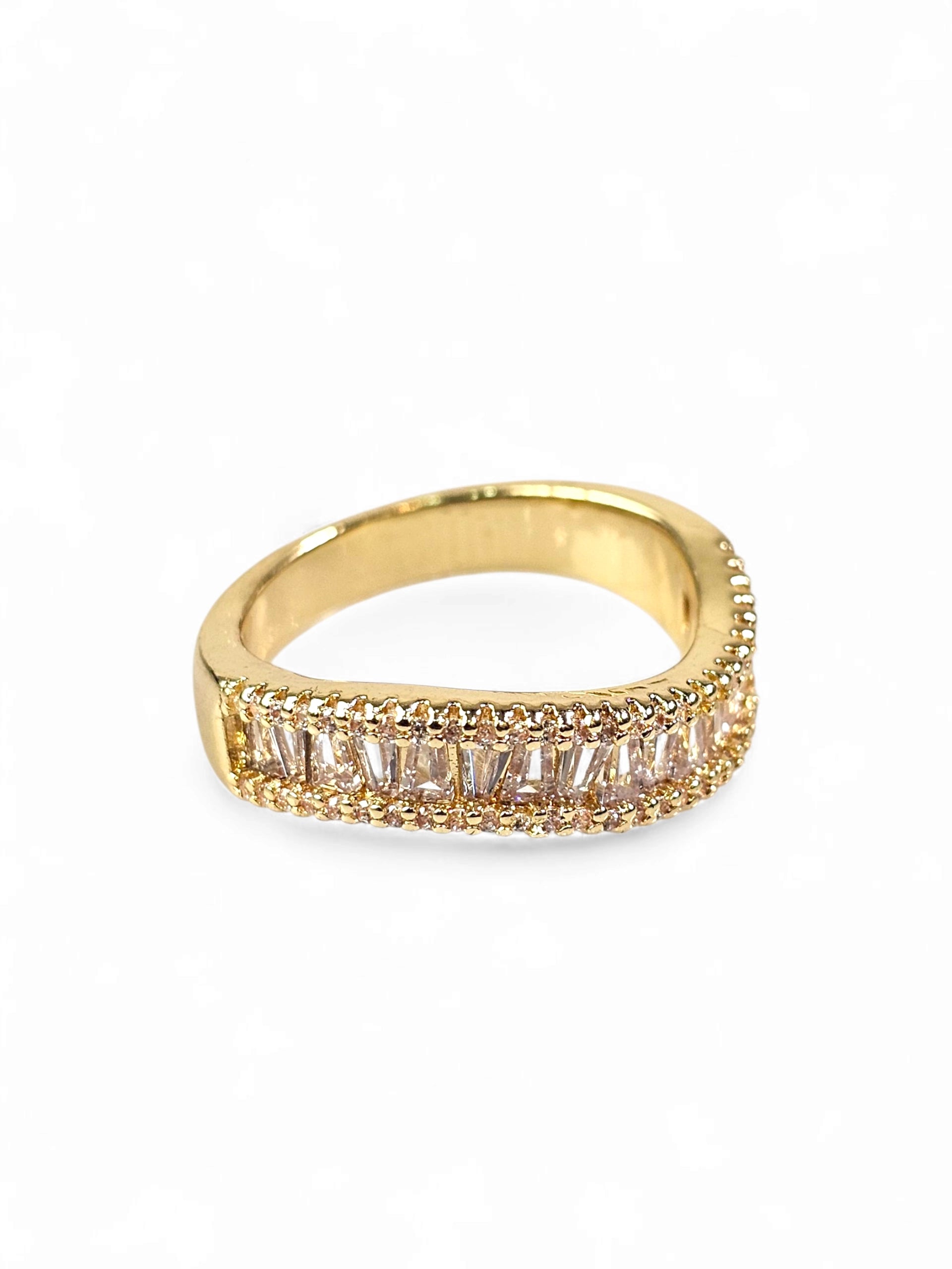 Anel Cristal Zirconia Dourada 005