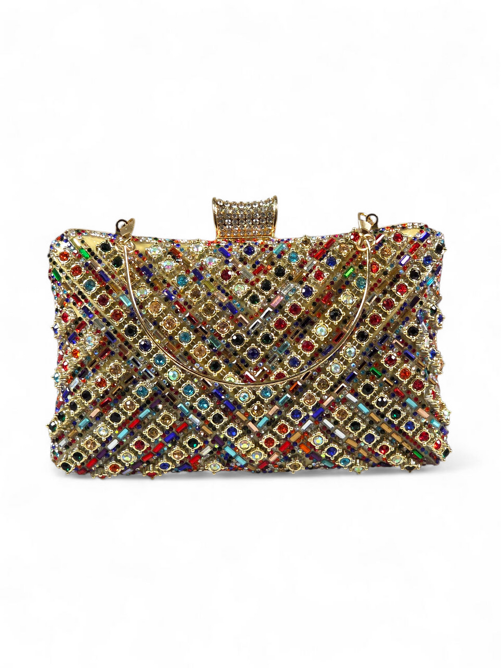 Bolsa Clutch Cristal Dourado Colorido 1046
