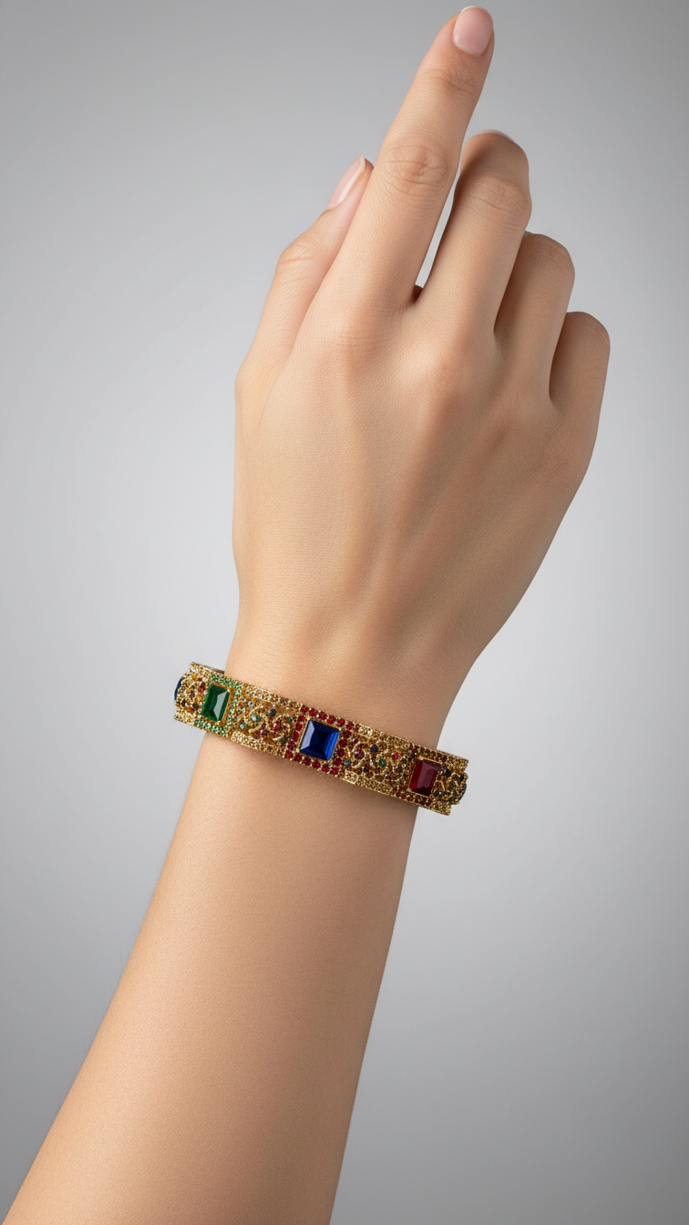 Bracelete Folheado Semi Joia Dourado #1025