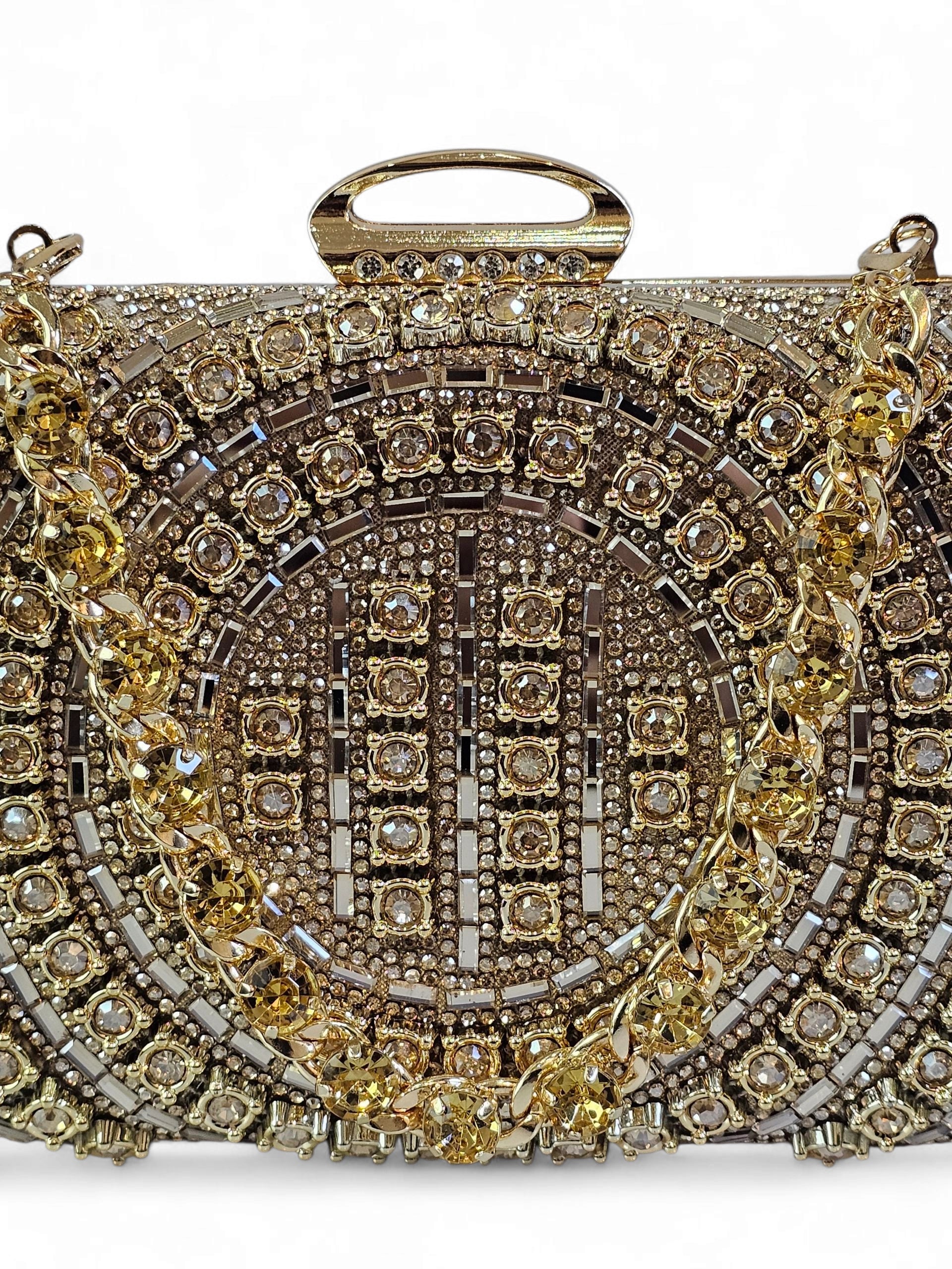 Bolsa Clutch Cristal Dourada 1021