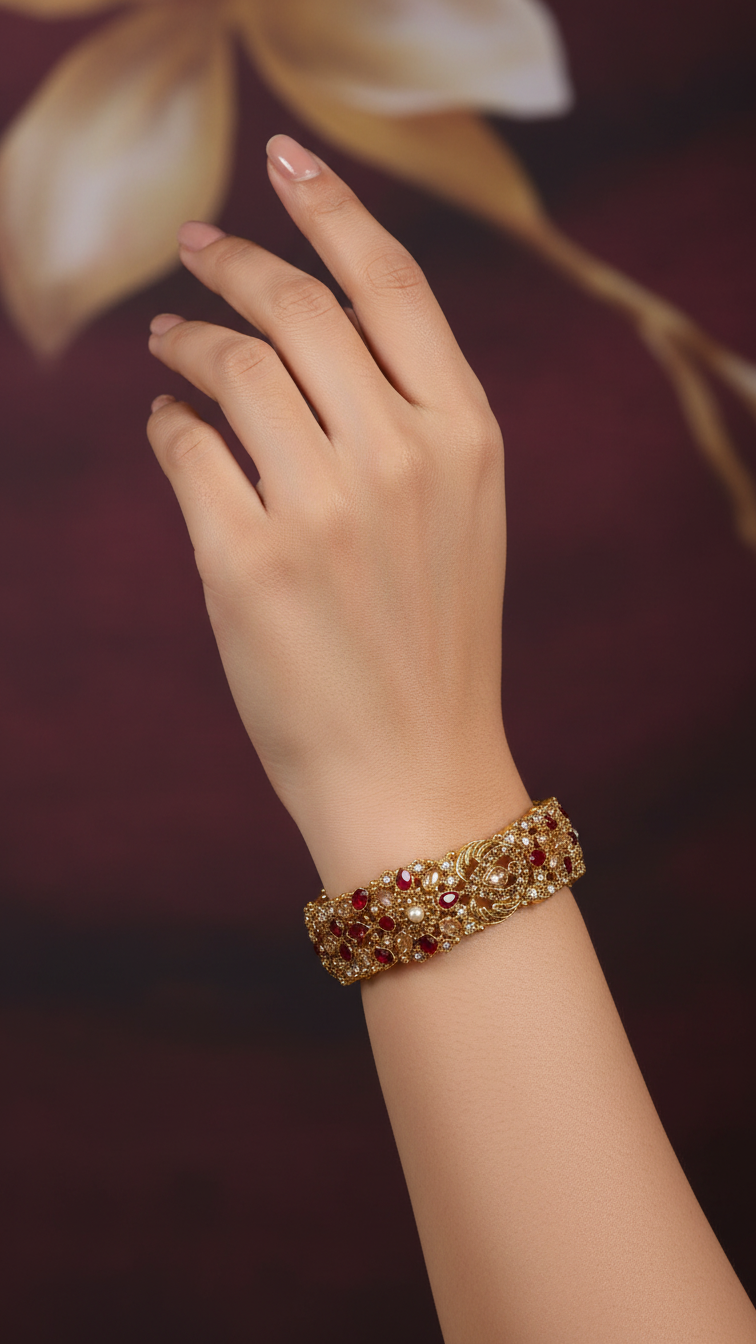 Bracelete Folheado Semi Joia Dourada #1031