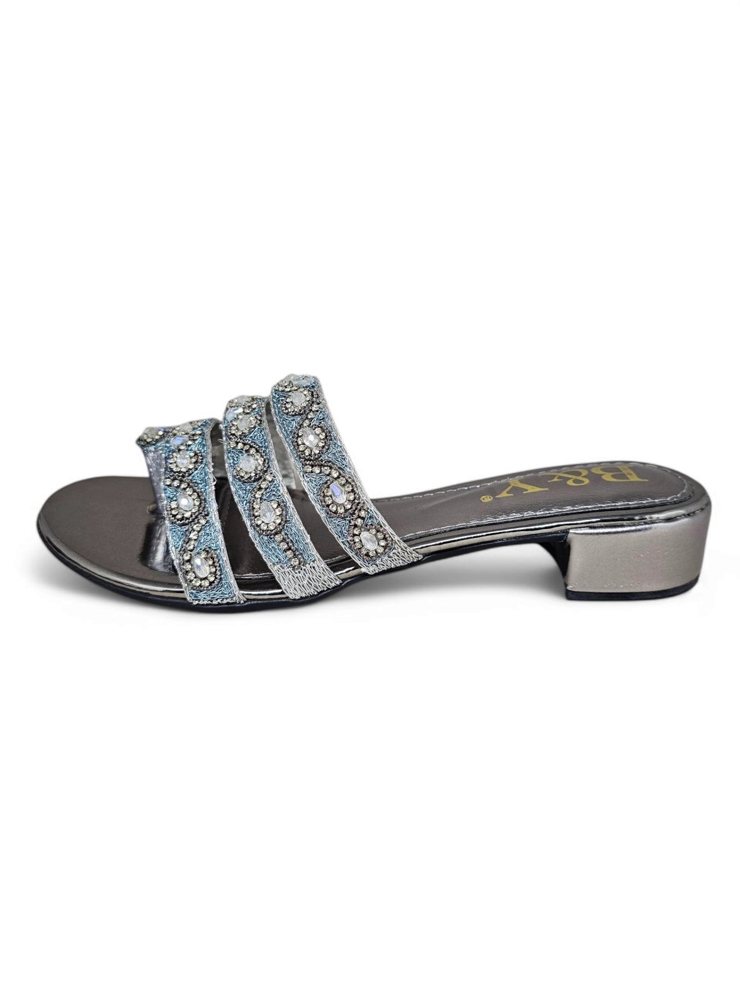 Tamanco 9400 Prata Com Salto Bloco 3cm