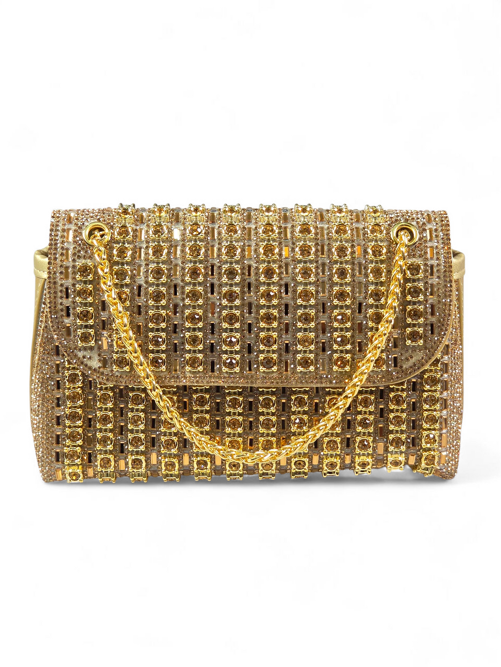 Bolsa Luxo Cristal Dourada 1045