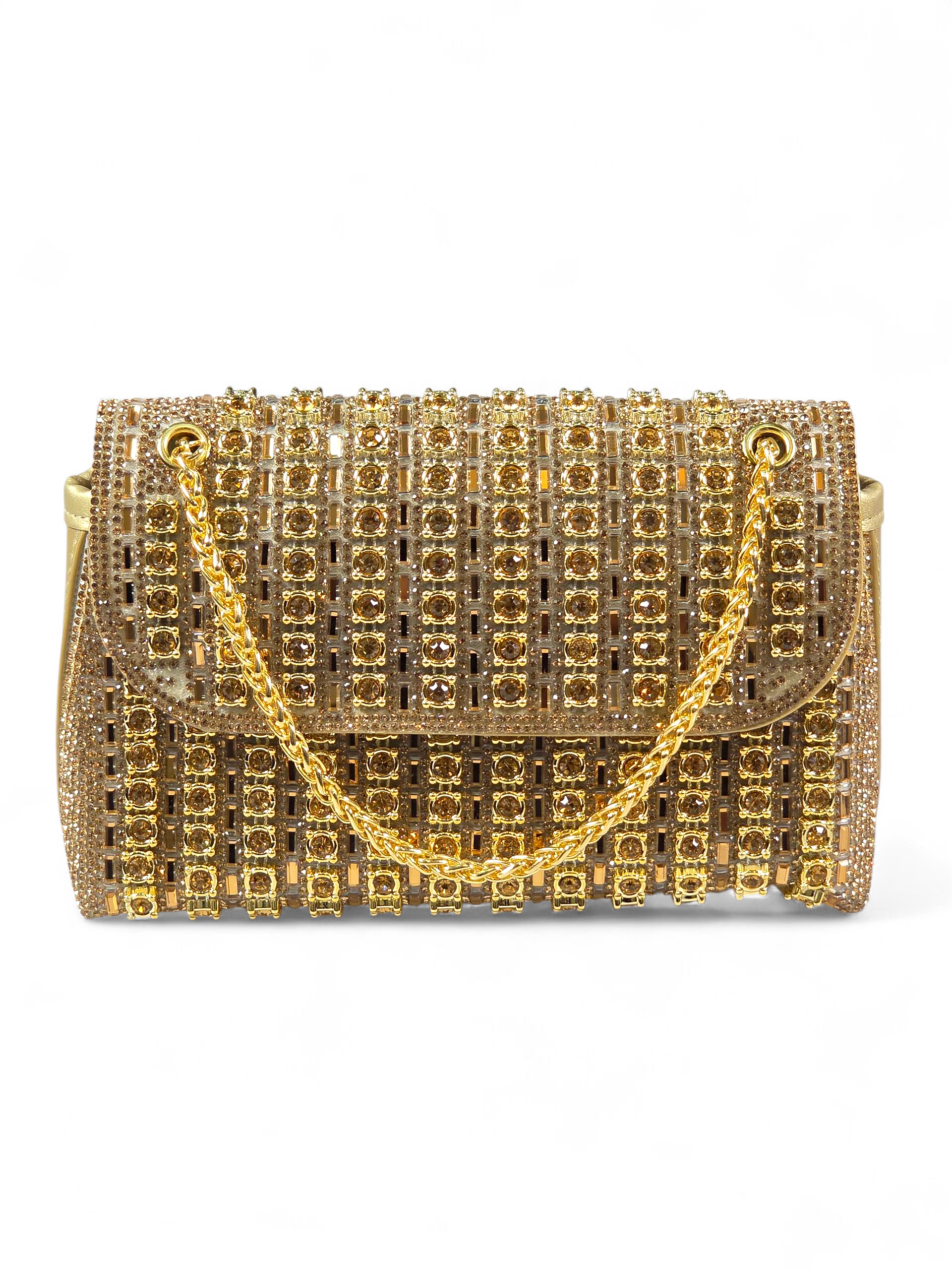Bolsa Luxo Cristal Dourada 1045