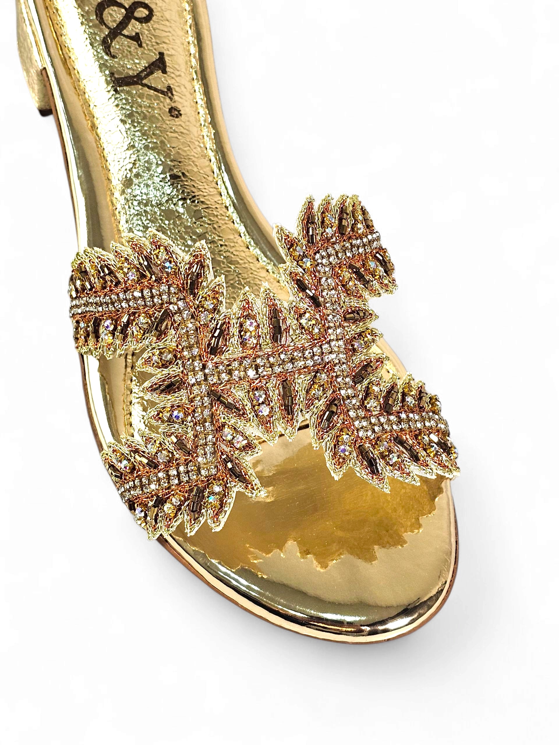 Tamanco 9768 Dourado Salto Bloco