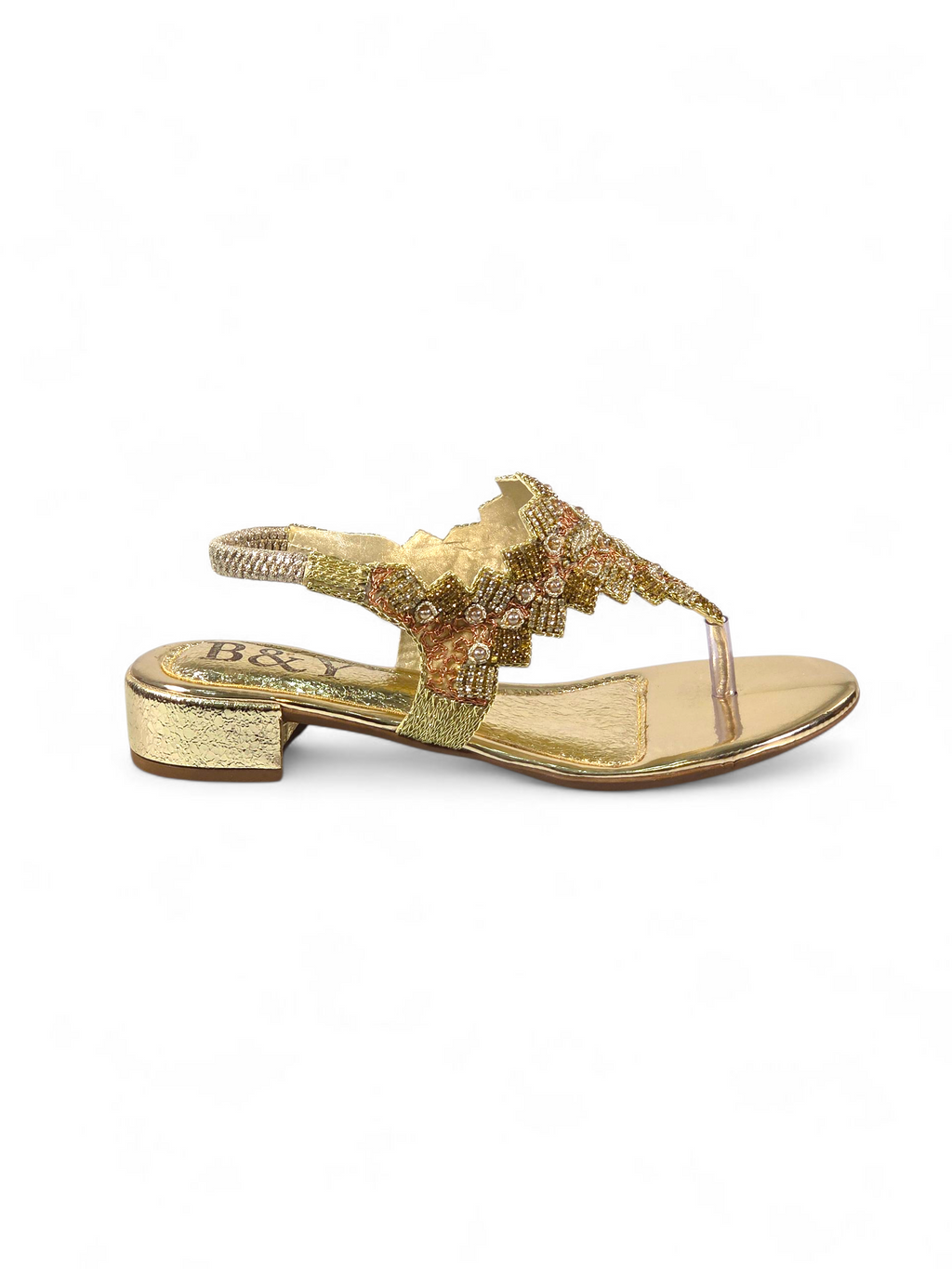 Sandália 9388 Dourado Com Salto Bloco 3cm