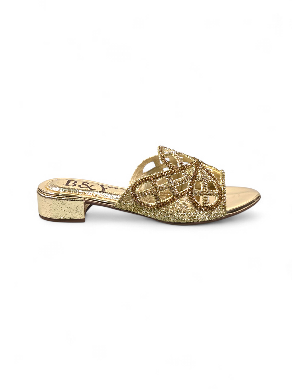 Tamanco 9781 Dourado Salto Bloco 3 cm